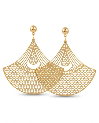 Brinco leque vazado dourado