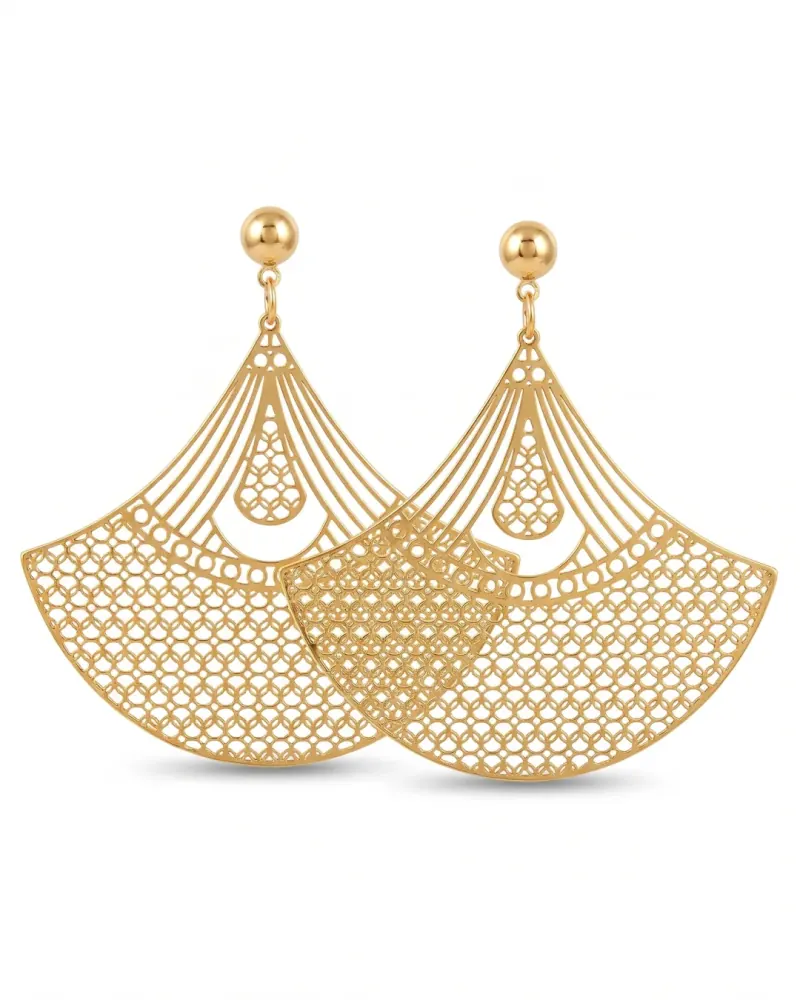 Brinco leque vazado dourado