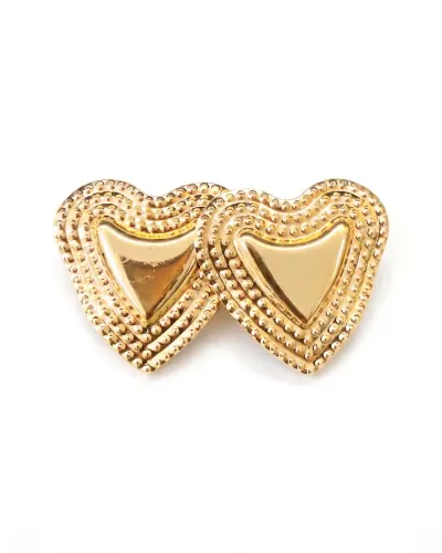 Brinco de coração dourado texturizado