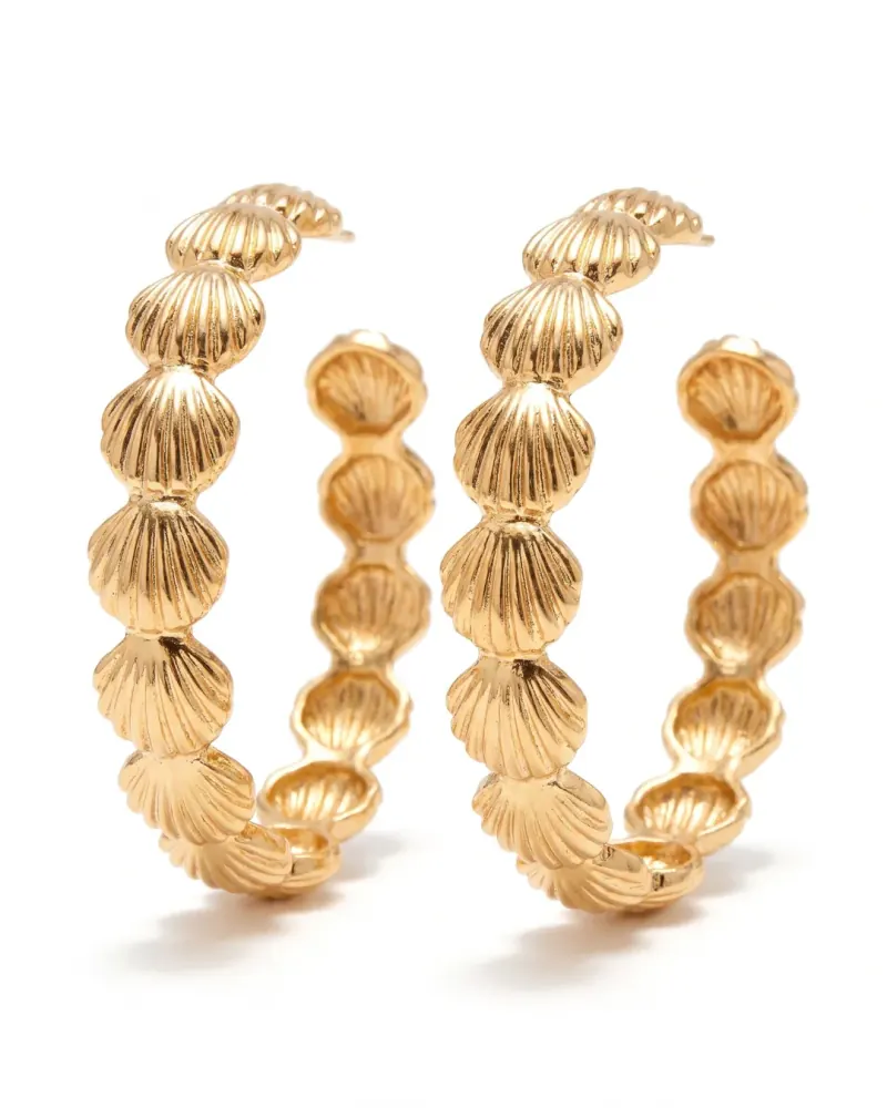 Brinco argola conchas dourado