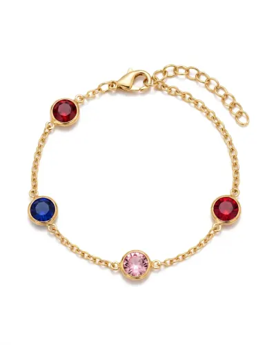 Pulseira dourada com pedras coloridas