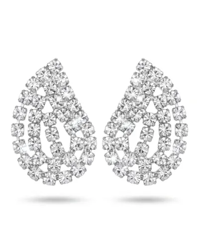 Brinco gota de strass prata