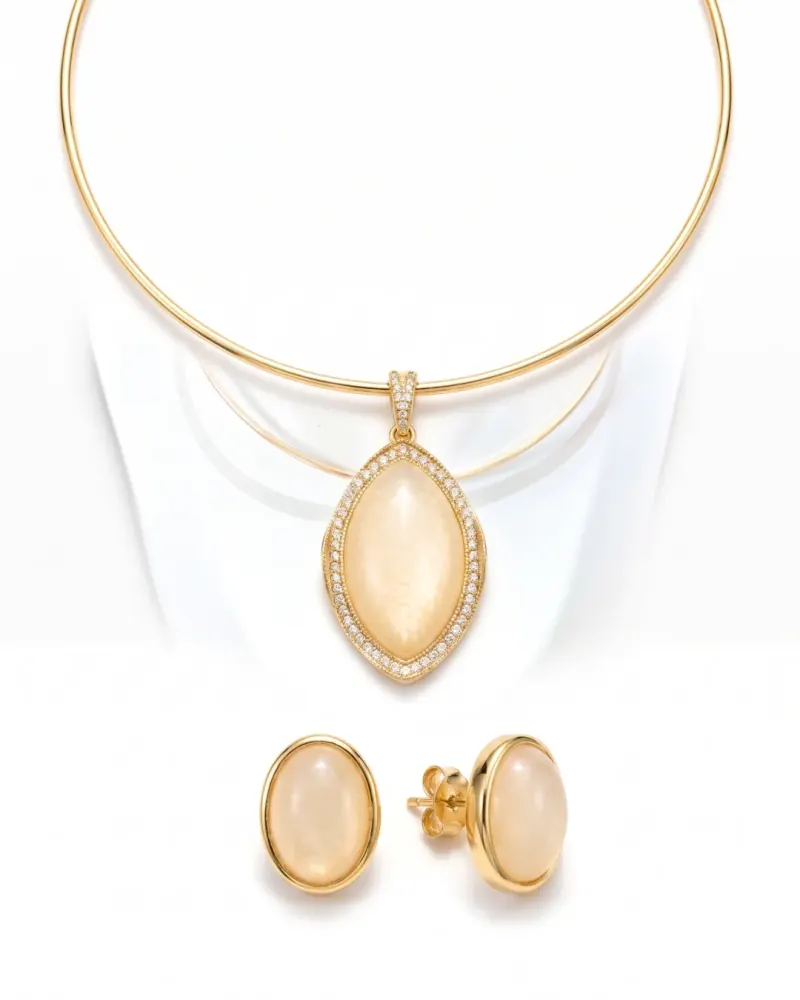 Conjunto colar choker e brincos dourados