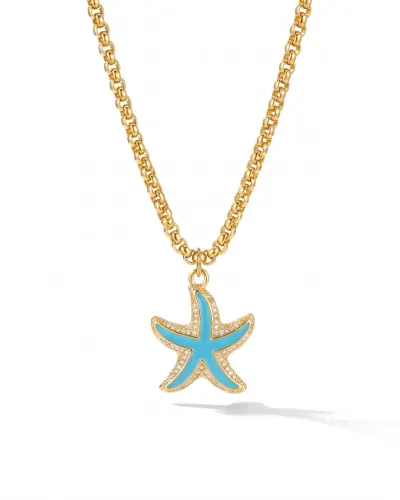 Colar dourado com pingente estrela-do-mar