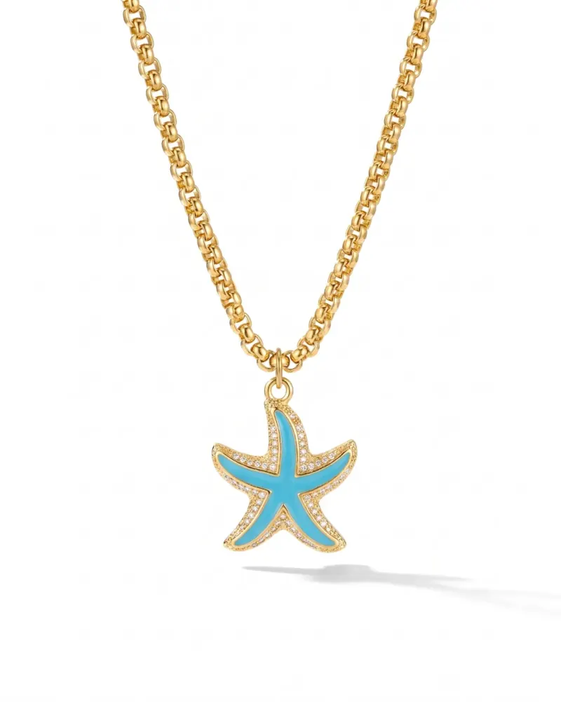 Colar dourado com pingente estrela-do-mar