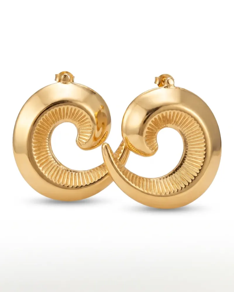 Brinco dourado espiral texturizado