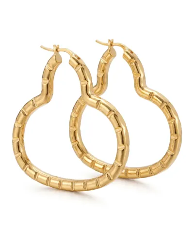 Brinco argola formato coração dourado