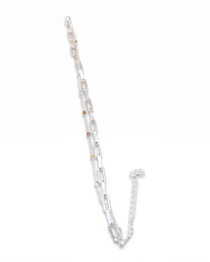 Pulseira dupla de prata com elos