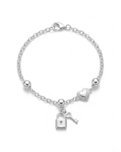 Pulseira de prata com pingente cadeado