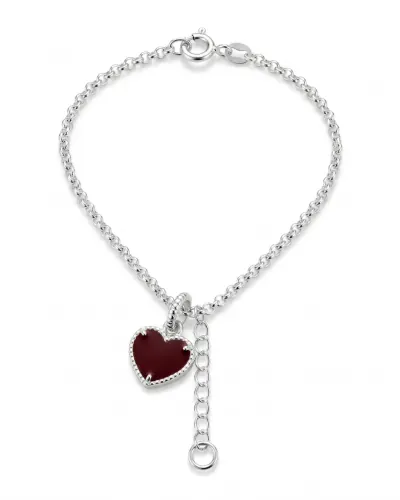 Pulseira de prata com pingente coração