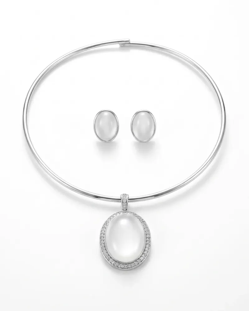 Colar prata com pingente oval